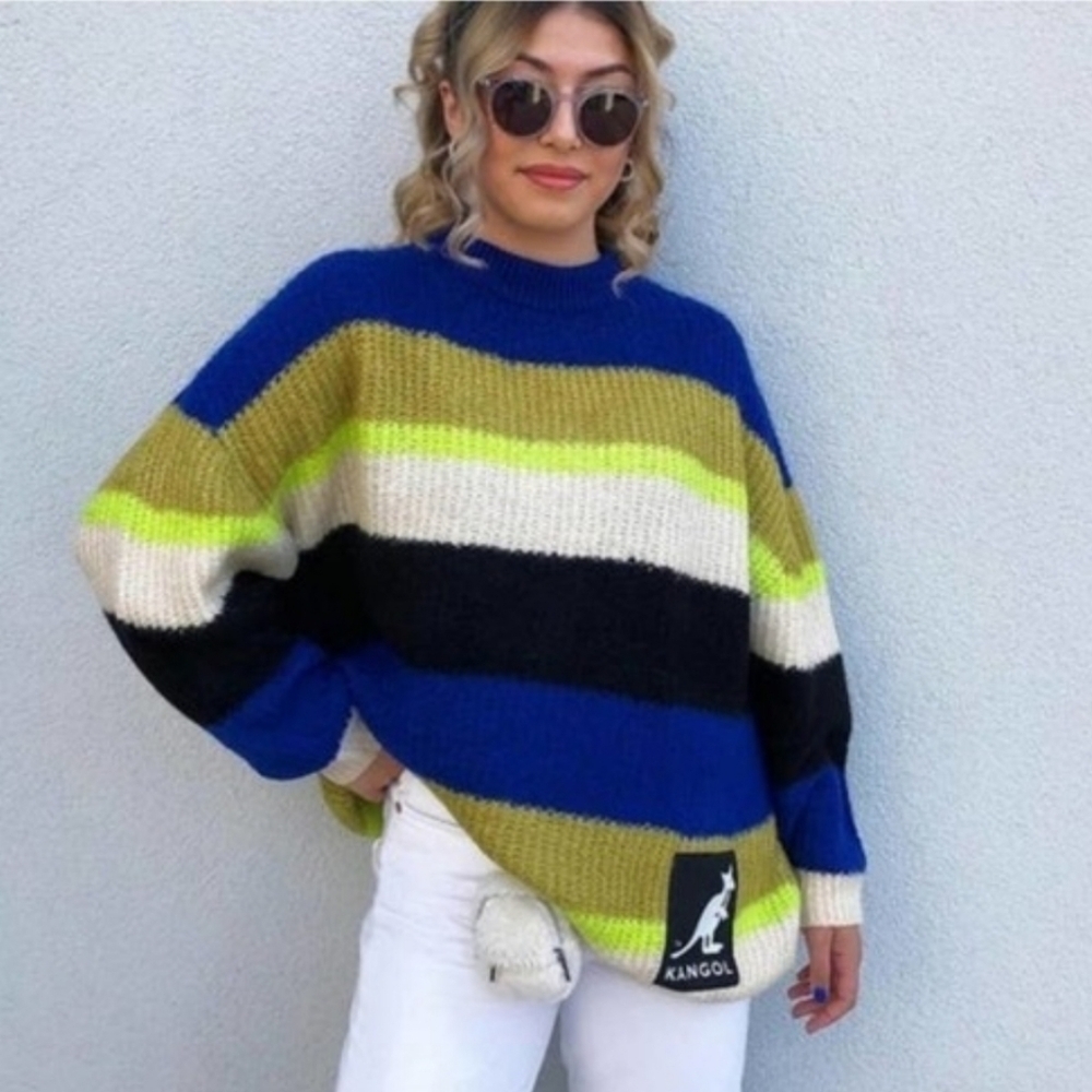 KANGOL x H&M Oversized Color Block Sweater Women's Size Medium